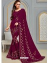 Deep Wine Latest Designer Party Wear Jute Silk Sari