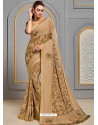 Beige Latest Designer Party Wear Jute Silk Sari