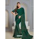 Dark Green Latest Designer Party Wear Jute Silk Sari