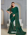 Dark Green Latest Designer Party Wear Jute Silk Sari