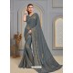 Grey Latest Designer Party Wear Jute Silk Sari