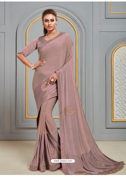 Dusty Pink Latest Designer Party Wear Jute Silk Sari