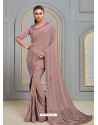 Dusty Pink Latest Designer Party Wear Jute Silk Sari