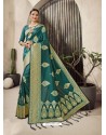 Teal Designer Classic Wear Jacquard Wedding Sari