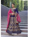 Royal Blue Stylish Heavy Designer Wedding Velvet Lehenga Choli