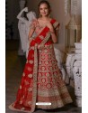 Red Heavy Embroidered Designer Net Wedding Lehenga Choli