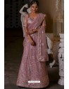 Old Rose Heavy Embroidered Designer Net Wedding Lehenga Choli