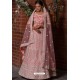 Peach Heavy Embroidered Designer Net Wedding Lehenga Choli