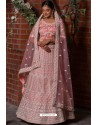 Peach Heavy Embroidered Designer Net Wedding Lehenga Choli