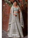 Silver Heavy Embroidered Designer Net Wedding Lehenga Choli