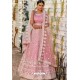 Pink Heavy Embroidered Designer Net Wedding Lehenga Choli