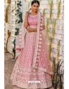 Pink Heavy Embroidered Designer Net Wedding Lehenga Choli