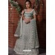 Grey Heavy Embroidered Designer Net Wedding Lehenga Choli