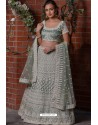 Grey Heavy Embroidered Designer Net Wedding Lehenga Choli