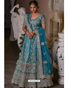 Blue Heavy Embroidered Designer Net Wedding Lehenga Choli