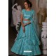 Turquoise Heavy Embroidered Designer Net Wedding Lehenga Choli