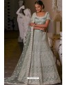 Grey Heavy Embroidered Designer Net Wedding Lehenga Choli