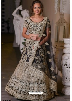Black Heavy Embroidered Designer Net Wedding Lehenga Choli