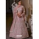 Baby Pink Heavy Embroidered Designer Net Wedding Lehenga Choli