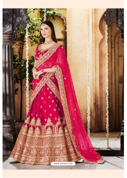 Rose Red Trendy Heavy Embroidered Designer Wedding Lehenga Choli