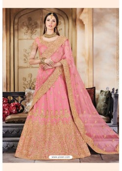 Light Pink Trendy Heavy Embroidered Designer Wedding Lehenga Choli