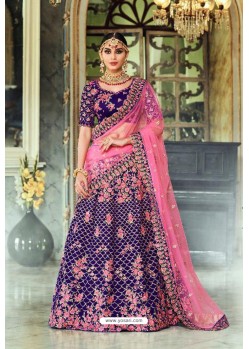 Violet Trendy Heavy Embroidered Designer Wedding Lehenga Choli