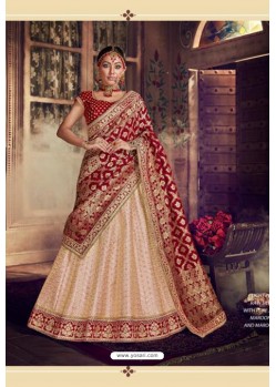 Cream Trendy Heavy Embroidered Designer Wedding Lehenga Choli