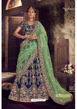 Dark Blue Trendy Heavy Embroidered Designer Wedding Lehenga Choli