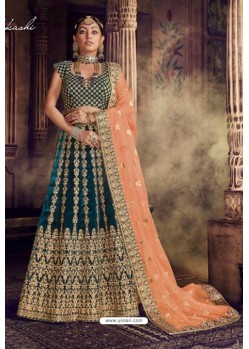 Teal Blue Trendy Heavy Embroidered Designer Wedding Lehenga Choli