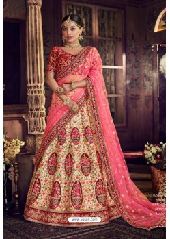 Cream Trendy Heavy Embroidered Designer Wedding Lehenga Choli