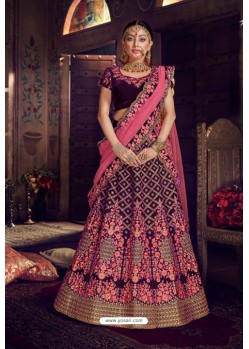 Purple Trendy Heavy Embroidered Designer Wedding Lehenga Choli