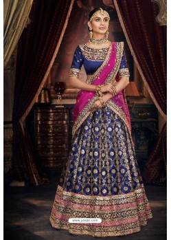 Dark Blue Trendy Heavy Embroidered Designer Wedding Lehenga Choli