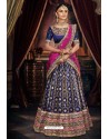 Dark Blue Trendy Heavy Embroidered Designer Wedding Lehenga Choli
