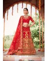 Red Heavy Designer Bridal Wedding Wear Silk Lehenga Choli