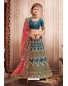 Dark Blue Heavy Designer Bridal Wedding Wear Silk Lehenga Choli