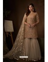Gold Latest Heavy Designer Wedding Sharara Salwar Suit
