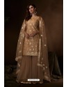 Beige Latest Heavy Designer Wedding Sharara Salwar Suit
