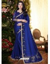 Royal Blue Stylish Party Wear Embroidered Designer Wedding Sari
