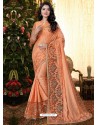 Orange Stylish Party Wear Embroidered Designer Wedding Sari