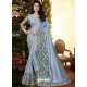 Silver Stylish Party Wear Embroidered Designer Wedding Sari