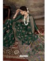 Dark Green Party Wear Designer Printed Banarasi Silk Sari