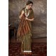 Olive Green Party Wear Designer Printed Banarasi Silk Sari