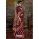 Maroon Party Wear Designer Printed Banarasi Silk Sari