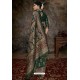 Dark Green Party Wear Designer Printed Banarasi Silk Sari