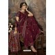 Maroon Party Wear Designer Printed Banarasi Silk Sari