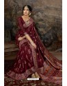 Maroon Party Wear Designer Printed Banarasi Silk Sari