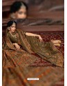 Olive Green Party Wear Designer Printed Banarasi Silk Sari