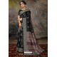 Black Party Wear Designer Printed Banarasi Silk Sari