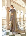 Taupe Casual Wear Designer Brasso Silk Sari