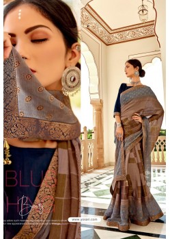 Multi Colour Casual Wear Designer Brasso Silk Sari
